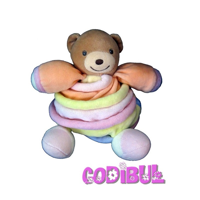 KALOO Doudou ours boule spirales pastel candies