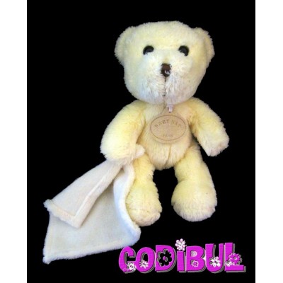 BABY NAT' ours beige jaune avec mouchoir