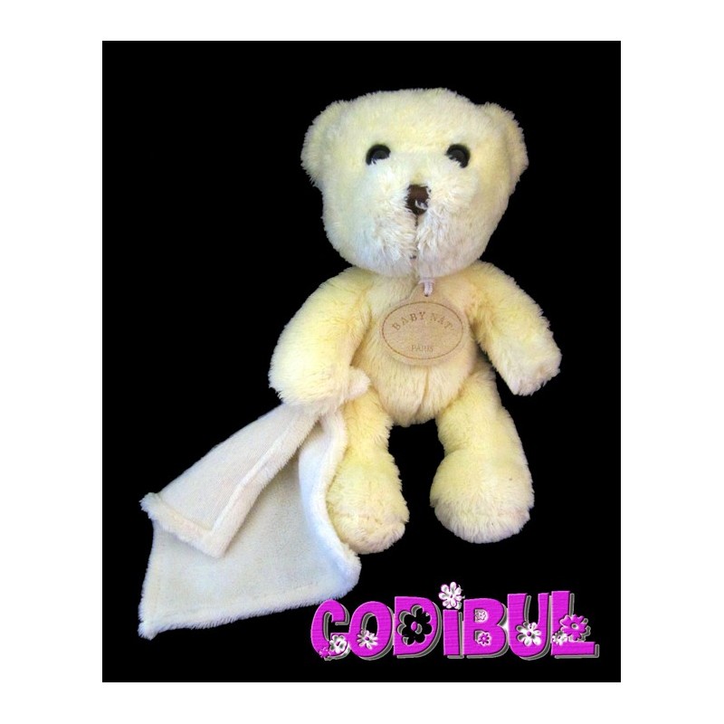 BABY NAT' ours beige jaune avec mouchoir