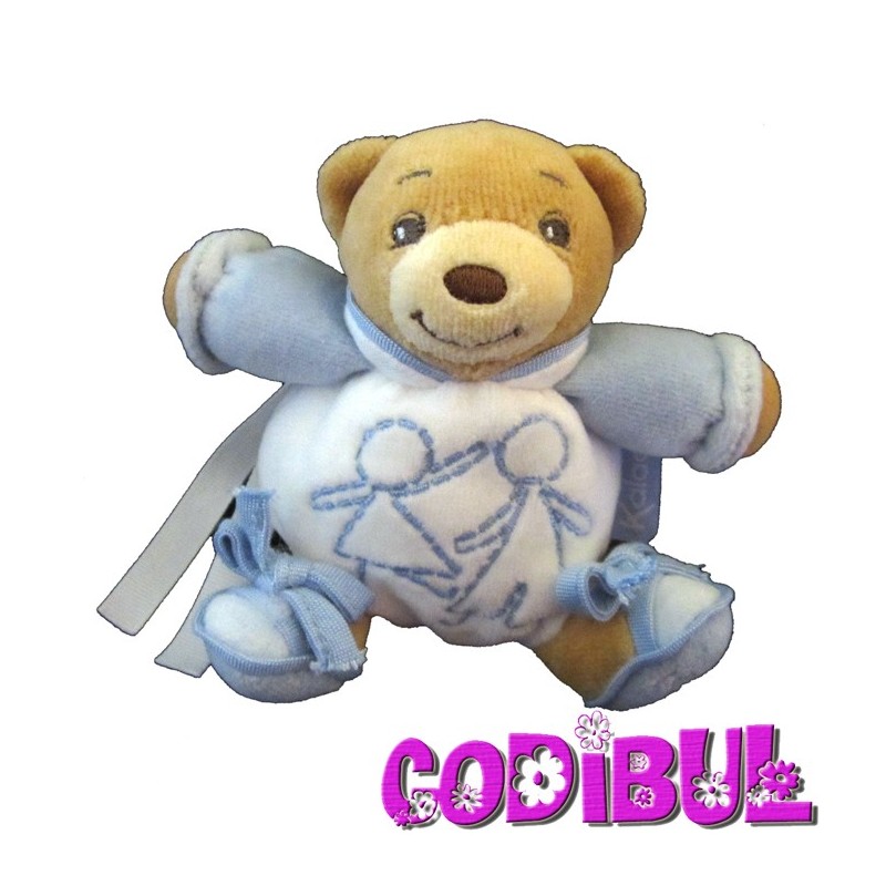 KALOO mini doudou ours blue laine enfants brosés