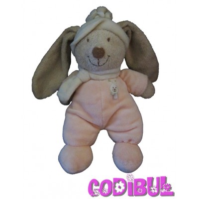 ORCHESTRA Doudou lapin beige orange bonnet