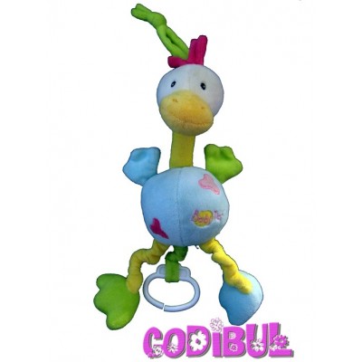 BABY NAT' Doudou musical canard oie bleu vert jaune