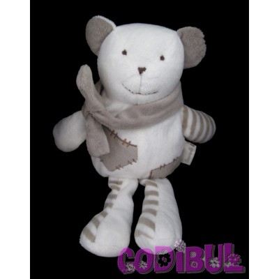 Doudou ours blanc et gris caramella