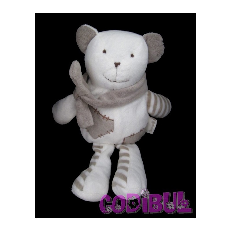 Doudou ours blanc et gris caramella