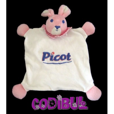 PICOT doudou plat lapin rose