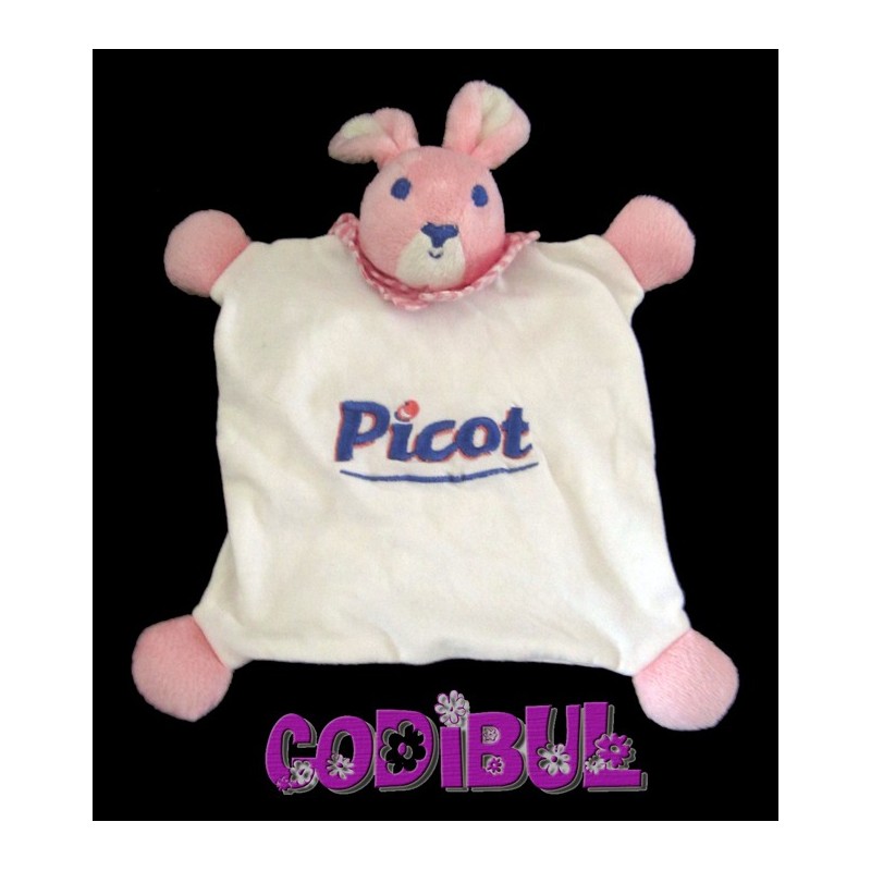 PICOT doudou plat lapin rose