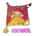 MOTS D'ENFANTS Doudou plat carré rose lutin fille étoile