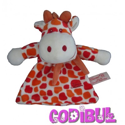 TIAMO Collection Doudou plat girafe tachetée orange