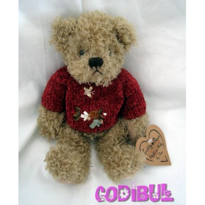 TEDDY BEAR doudou ours marron pull rouge