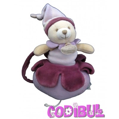 Doudou Et Compagnie Boite à Musique Boule Magie Des Fleurs ours mauve