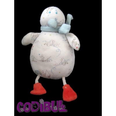 PETIT BATEAU Doudou boule pingouin blanc igloo