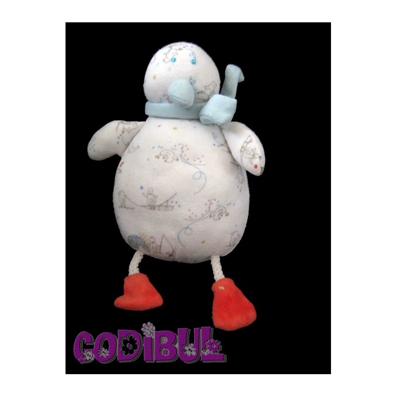 PETIT BATEAU Doudou boule pingouin blanc igloo