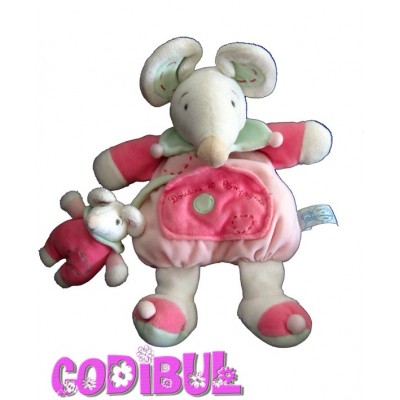 DOUDOU ET COMPAGNIE SOURIS LEONIE ET SON BEBE