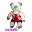 SUCRE D'ORGE Doudou ours koala salopette rouge musical