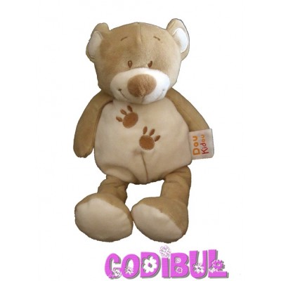 doudou peluche ours marron empreintes ventre DOUKIDOU