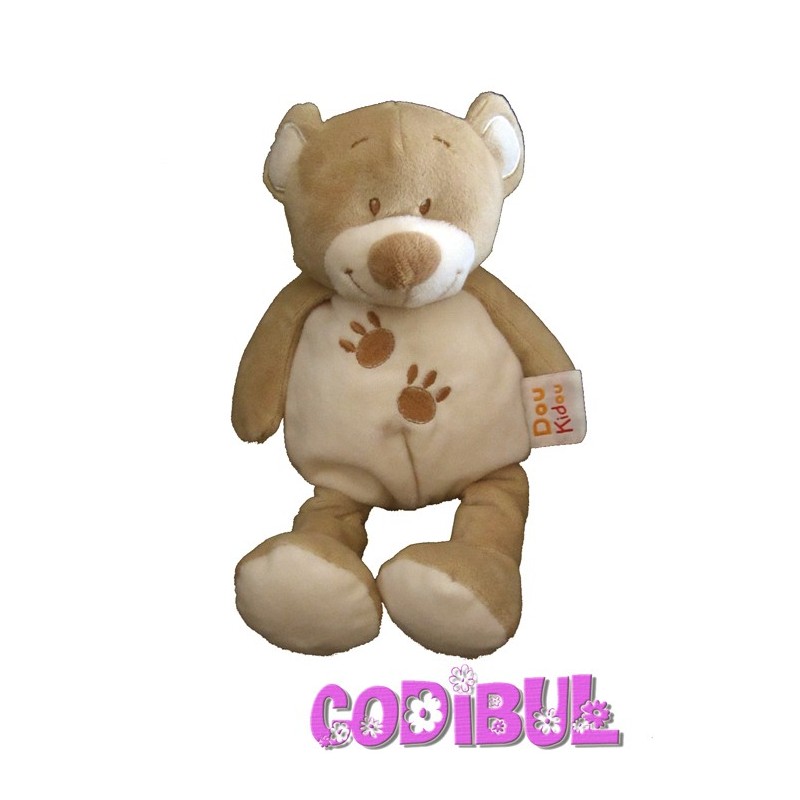 doudou peluche ours marron empreintes ventre DOUKIDOU