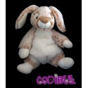 NICOTOY Doudou semi plat lapin fourrure marron ventre blanc