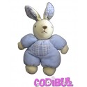 NOUNOURS DOUDOU LAPIN BLEU poche à carreaux