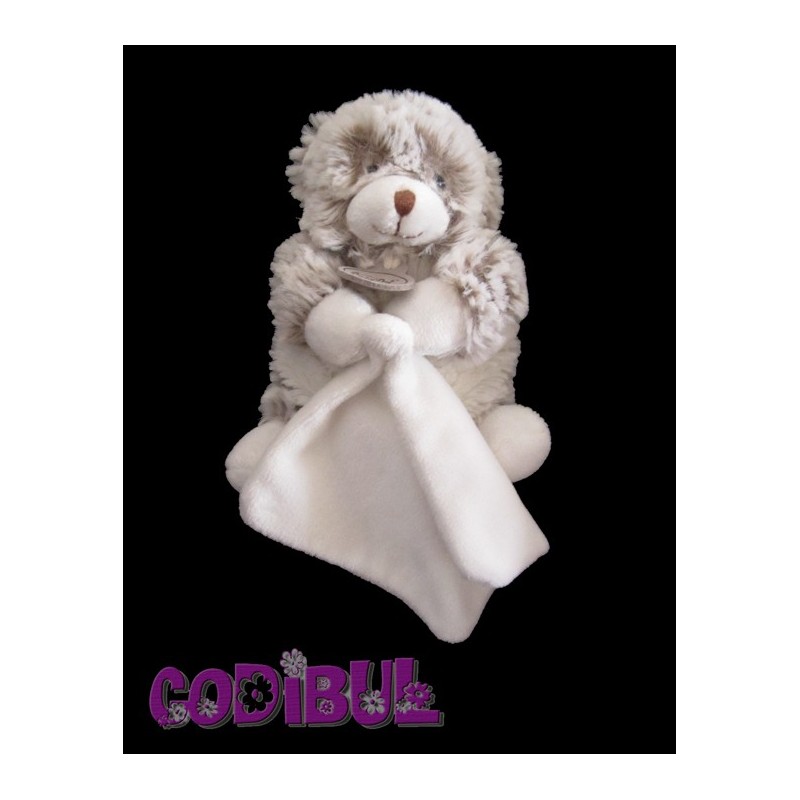 BABY NAT' doudou collection les flocons ours marron blanc mouchoir