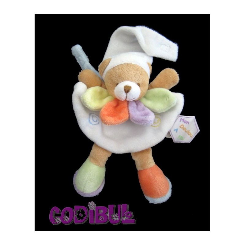 DOUDOU ET COMPAGNIE Doudou plat ours nuage attache tétine