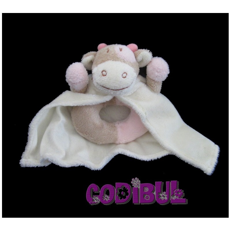 NOUKIE'S Doudou hochet vache avec cape Lola Rosalie