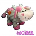 TOYS POSTBUS doudou vache beige rose fleur orange