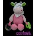 MOTS D'ENFANTS Doudou vache rose blanche pois hochet