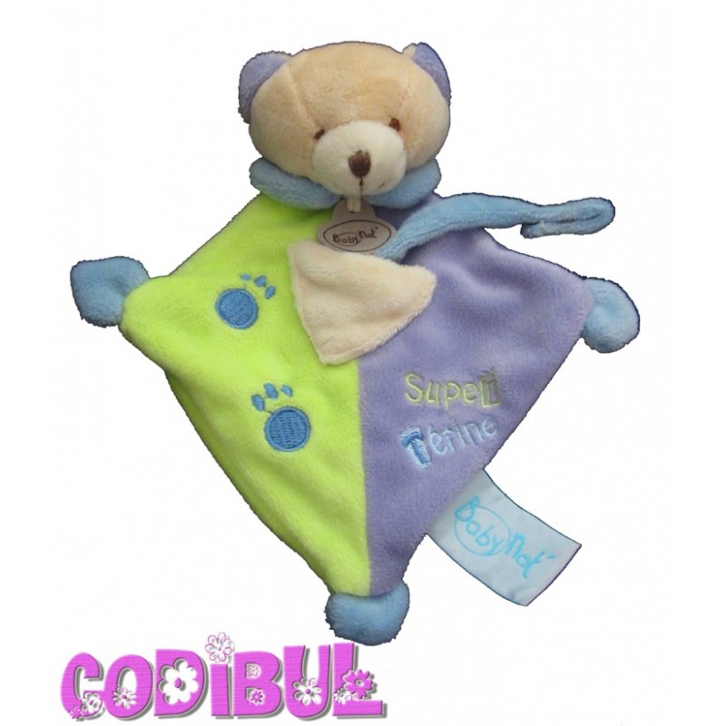 Doudou et compagnie plat poupée fille rose mauve vert Les