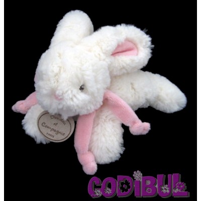 DOUDOU ET COMPAGNIE lapin bonbon blanc rose 20 cm