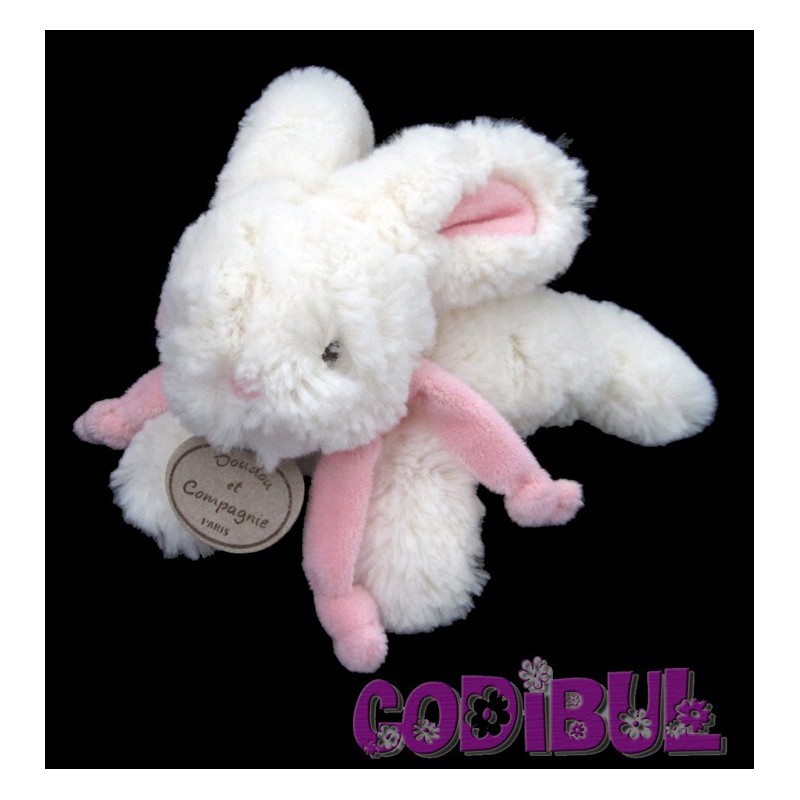 DOUDOU ET COMPAGNIE lapin bonbon blanc rose 20 cm