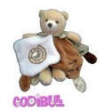 DOUDOU ET COMPAGNIE ours marron blanc fleurs tatoo