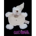 BABY NAT' doudou plat ours blanc croix ventre collection calin