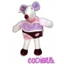 BABY NAT' doudou plat marionnette souris rose violet et prune