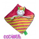 MARE MAMA doudou plat garçon lutin rose et jaune fleurs