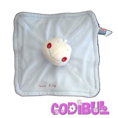 SUCRE D'ORGE Doudou plat bleu grenouille