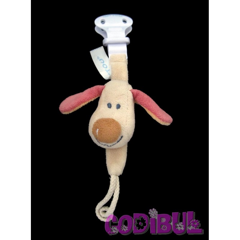 NATTOU Doudou attache tétine chien Bo beige