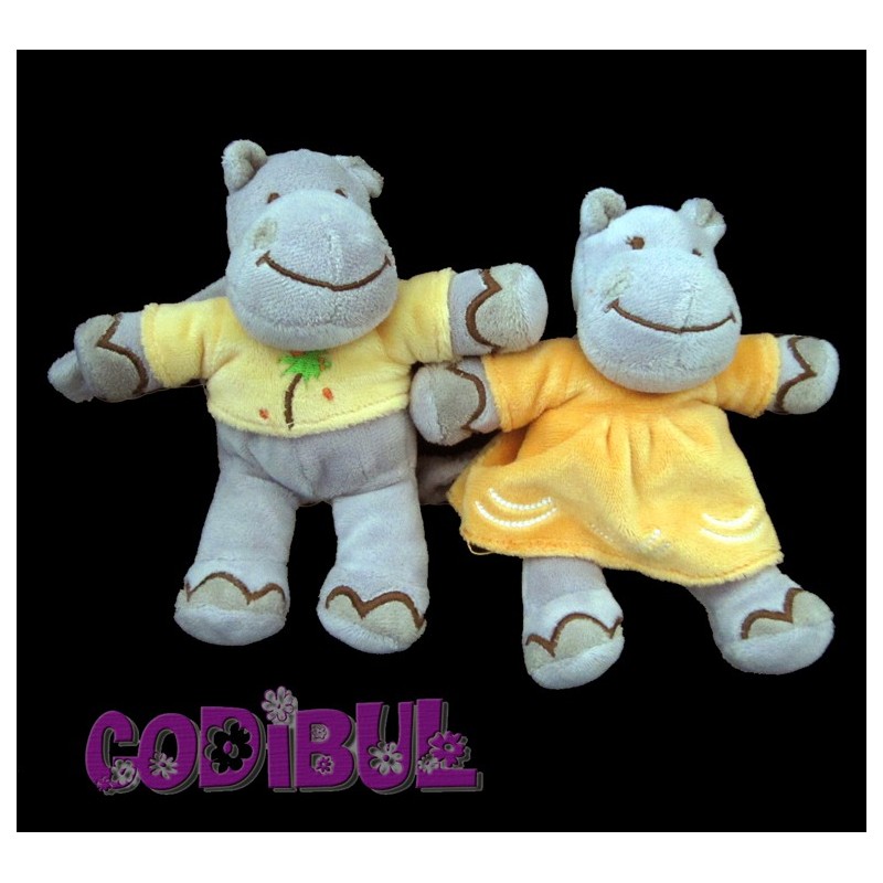 INFLUX CORA lot couple d'hippopotames gris