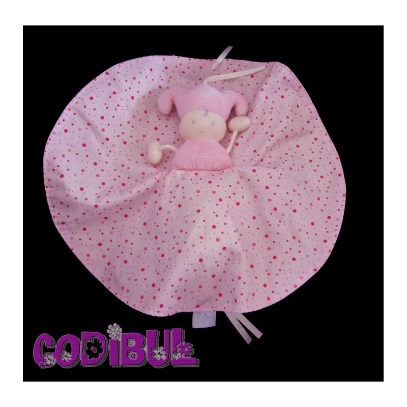 COROLLE doudou vice-versa lutin rose et vert à pois grelot