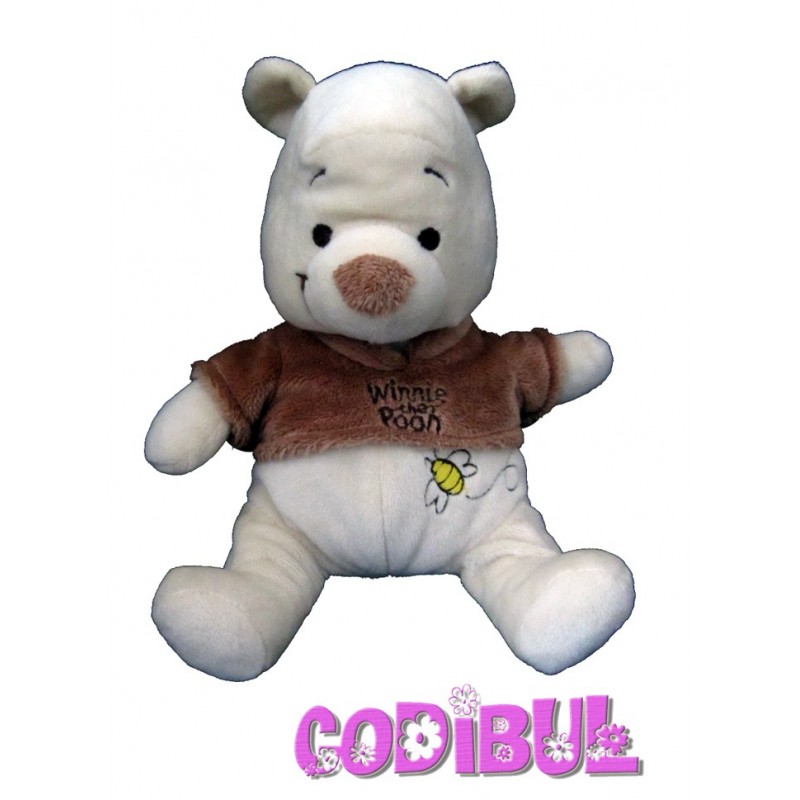 DISNEY Doudou winnie pull marron abeille brodée