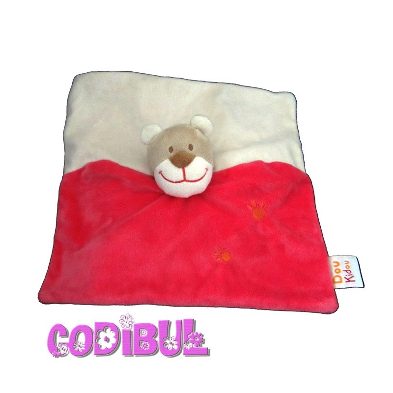 DOUKIDOU doudou plat ours rose et beige