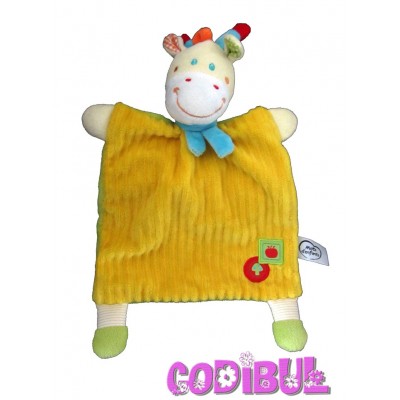 MOTS D'ENFANTS Doudou plat girafe jaune vert