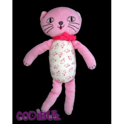 BOUT'CHOU doudou chat rose fleurs