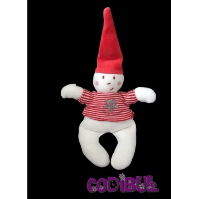 PETIT BATEAU Doudou lutin blanc et rouge bonnet