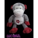 BEBISOL Doudou singe gris et rouge Arthur