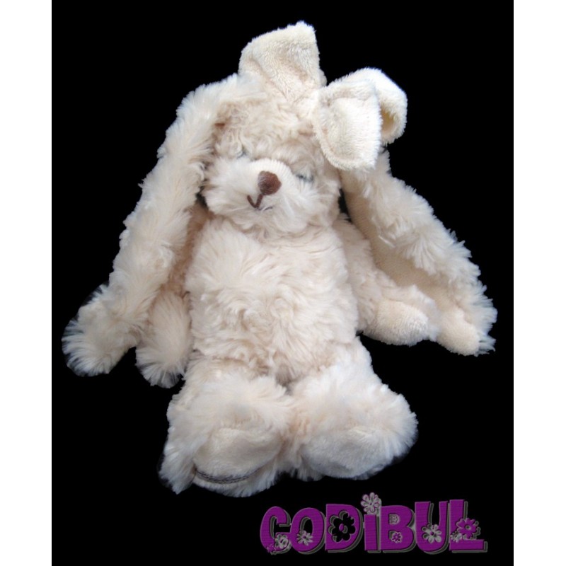 BUKOWSKI peluche doudou lapin beige noeud