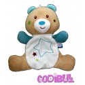 SUCRE D'ORGE doudou ours blanc bleu beige étoile brodée