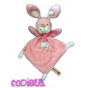 NICOTOY doudou plat lapin rose écharpe 3 noeuds