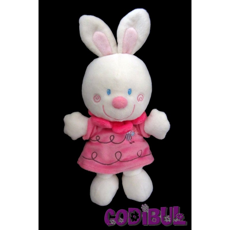 NICOTOY doudou lapin robe rose