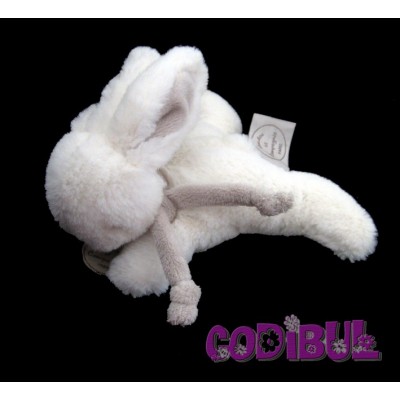 DOUDOU ET COMPAGNIE lapin bonbon blanc et beige 15 cm