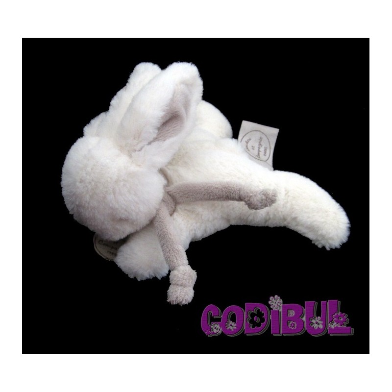 DOUDOU ET COMPAGNIE lapin bonbon blanc et beige 15 cm